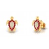 Chelonian White And Red Stone Pendant with Stud